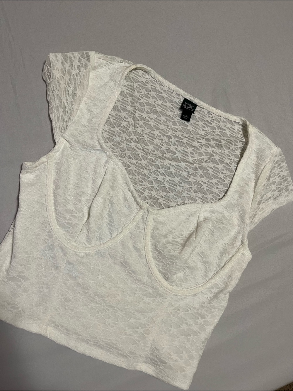 wild fable White Lace Underwire-Style Crop Top